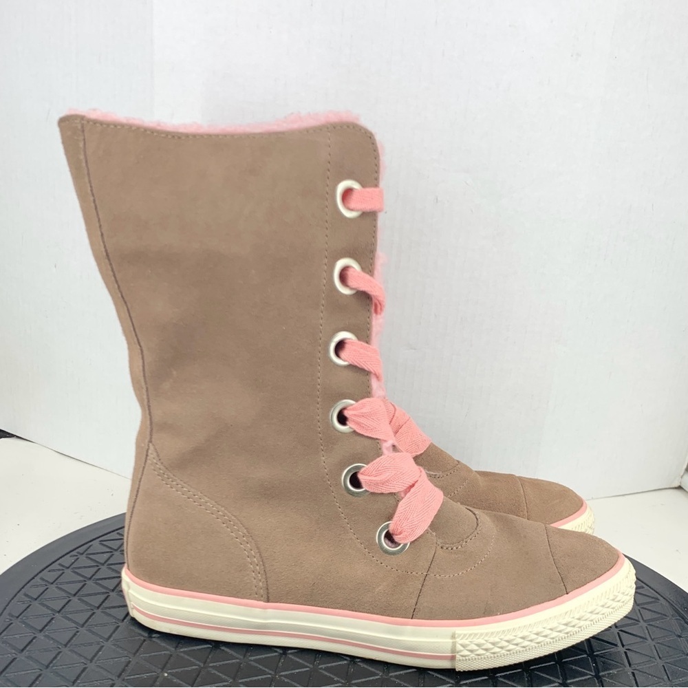 Converse Kids Youth 37.5 Size 5 Sneakers Knee High Top Brown Suede Lined Shoes